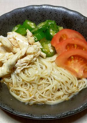 ささみとオクラの簡単ごまだれそうめん-レシピのメイン写真