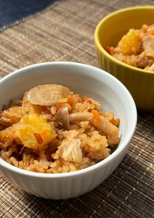 【大津市×龍大】鶏とサツマイモの炊込ご飯-レシピのメイン写真