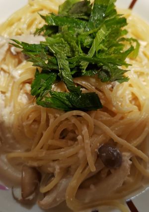 大葉としめじの豆乳たらこクリームパスタ-レシピのメイン写真