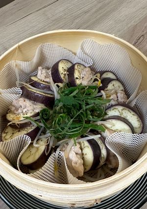 ナスと豚しゃぶ肉の挟み蒸し🍆-レシピのメイン写真