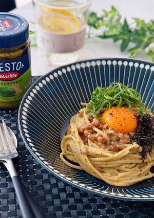 納豆ジェノベーゼパスタ-レシピのメイン写真