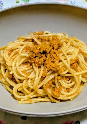 蒟蒻効果と大豆そぼろでミートスパゲッティ-レシピのメイン写真