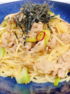 簡単!豚肉と長ネギの和風パスタ-レシピのメイン写真