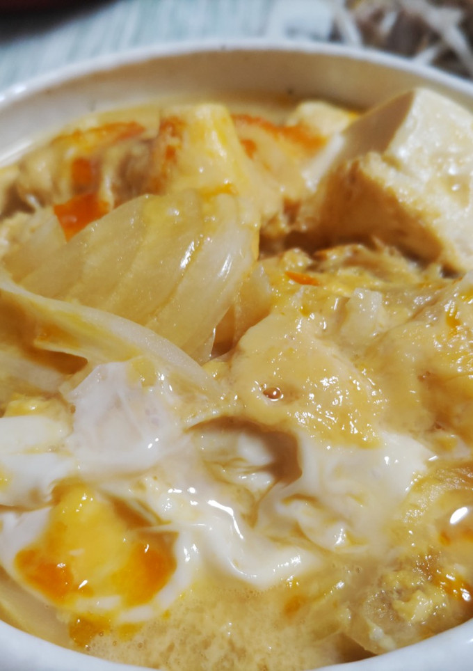豆腐と玉ねぎの卵とじ※完成ほっこり朝ご飯-レシピのメイン写真