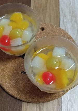 不器用フルーツ缶でゼリー-レシピのメイン写真