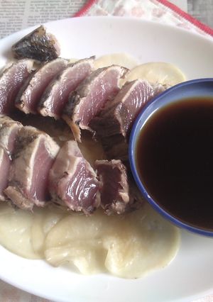 鰹のたたき+特製タレ&大根スライス酢漬け-レシピのメイン写真