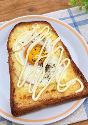 ふちマヨたまごハムトースト-レシピのメイン写真