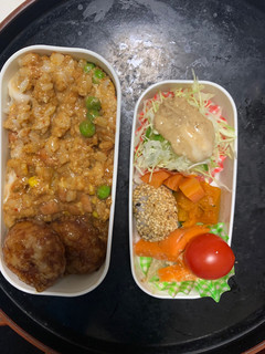 全てレンジ簡単キムチ焼きそば味炒飯弁当-レシピのメイン写真