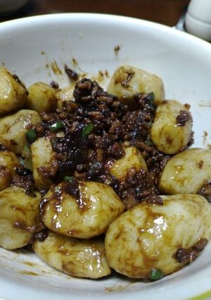 里芋の赤味噌挽肉炒め-レシピのメイン写真