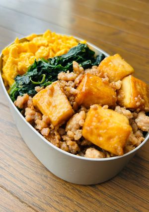 【節約】厚揚げとひき肉のそぼろ弁当-レシピのメイン写真