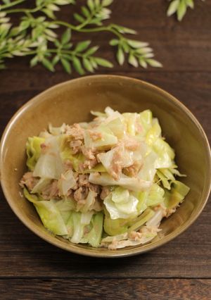 レンジで簡単！ツナキャベツの白だし蒸し-レシピのメイン写真