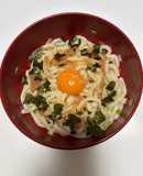 白だしでも美味い、釜玉明太子うどん★