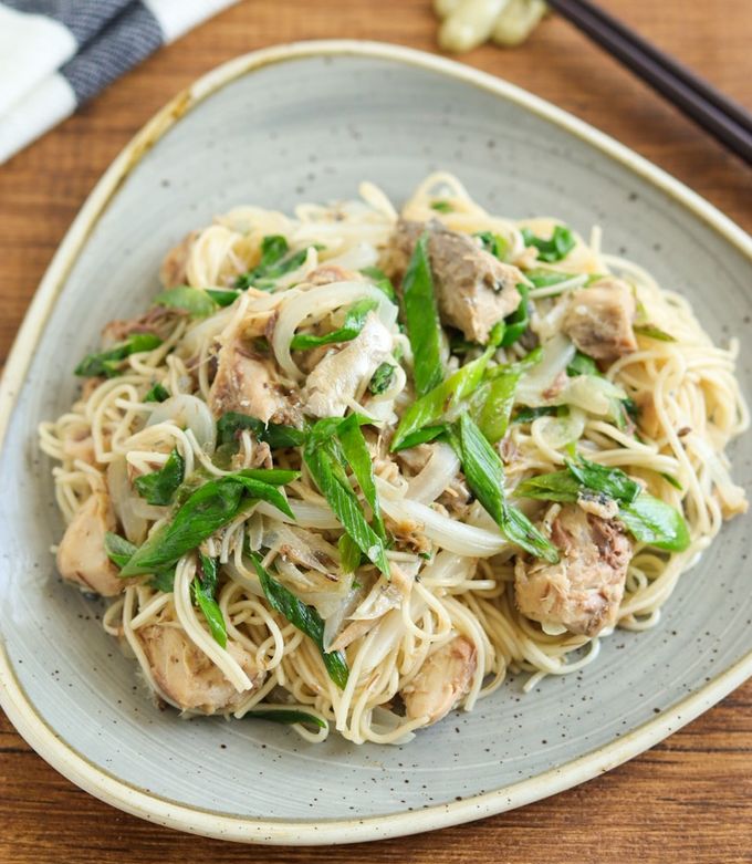 簡単！さば缶とねぎのそうめんチャンプルー by 管理栄養士ゆきぼむ