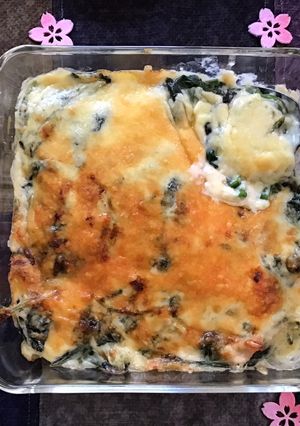やや難?法蓮草とベーコンのクリーム焼き-レシピのメイン写真