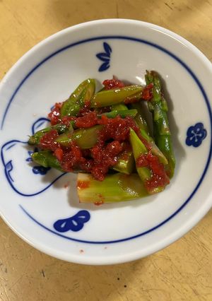 アスパラの梅にんにくあえ-レシピのメイン写真