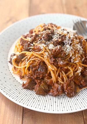 簡単！茄子のミートパスタ／ボロネーゼ風-レシピのメイン写真