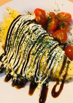 鶏皮ベーコン＆もやしのとん平焼き風-レシピのメイン写真