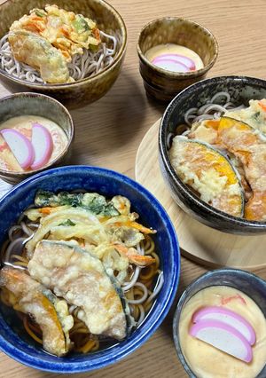 天ぷらそば(かぼちゃ天、かき揚げ)-レシピのメイン写真
