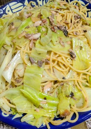 サバ缶水煮と生姜とキャベツのパスタ-レシピのメイン写真