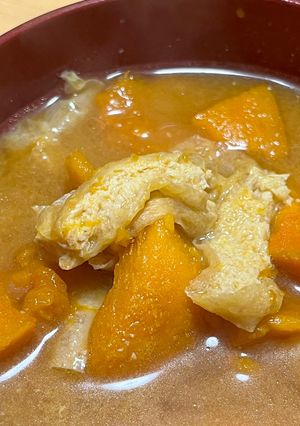 かぼちゃと油揚げのお味噌汁-レシピのメイン写真