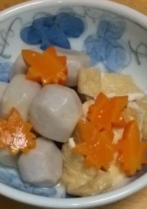 簡単味付け里芋の白煮、もみじ人参、油揚げ-レシピのメイン写真