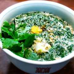 A picture of モロヘイヤと卵白の煮麺　発酵玉葱.