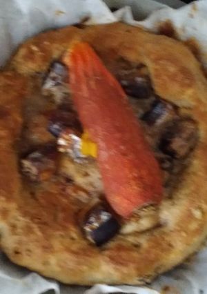 さば梅酢煮、人参のせ蕎麦粉、米粉入りピザ-レシピのメイン写真