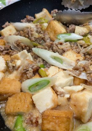 厚揚げとネギとひき肉の、味噌炒め。-レシピのメイン写真