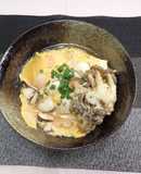 キノえび玉天津飯風キノコ天ぷら添え