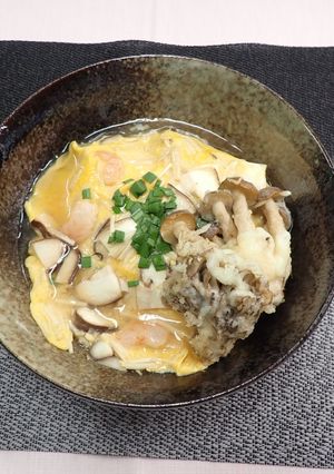キノえび玉天津飯風キノコ天ぷら添え-レシピのメイン写真