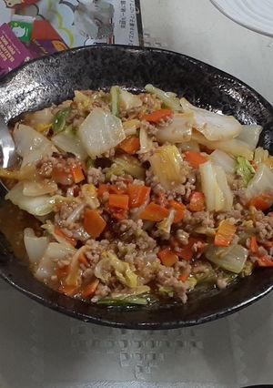 ひき肉と白菜のにんにくとろみ炒め-レシピのメイン写真