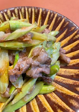 簡単❣️アスパラと牛肉のおろし大根オイスター炒め-レシピのメイン写真