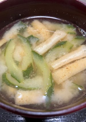 きゅうりと油揚げの味噌汁-レシピのメイン写真