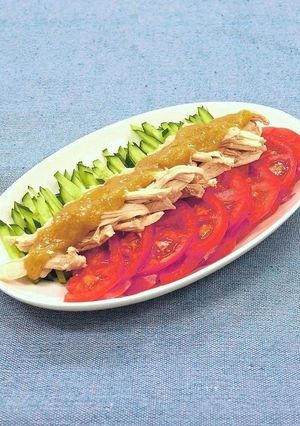 酢みそで作る♪鶏むね肉と夏野菜の棒棒鶏風-レシピのメイン写真