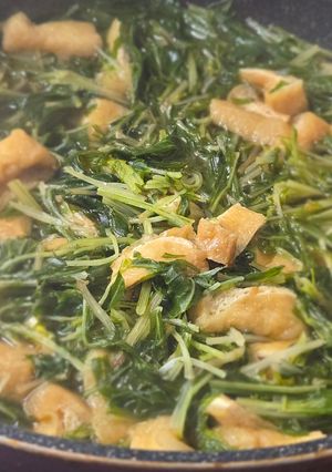 ミズナと油揚げの和風煮-レシピのメイン写真
