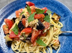 白だし香るナスとトマトの冷製パスタ-レシピのメイン写真