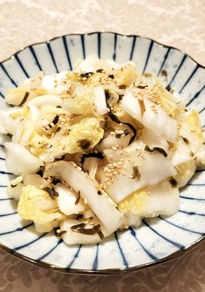 ポリ袋で簡単！白菜と塩昆布の浅漬け-レシピのメイン写真