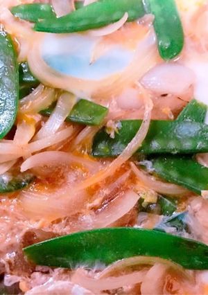 絹さやと玉ねぎのたまごとじ-レシピのメイン写真
