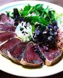 鰹のたたきのスプラウトサラダ　発酵玉葱
