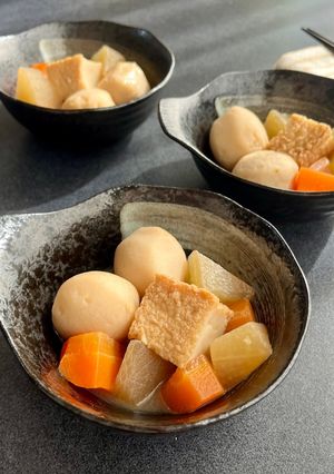 おかずつゆで、根菜と厚揚げの簡単煮物-レシピのメイン写真
