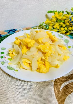 新玉ねぎとふんわり卵の炒め物-レシピのメイン写真