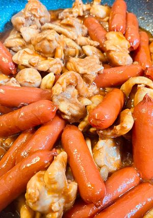 鶏もも肉と赤ウインナーのケチャップ炒め-レシピのメイン写真