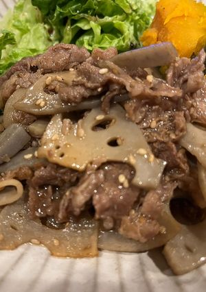 甘辛・牛肉レンコン炒め-レシピのメイン写真