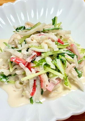 簡単!カニカマと水菜と大根のマヨポンサラダ-レシピのメイン写真