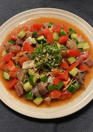 鰹のたたきと夏野菜のコロコロサラダ-レシピのメイン写真