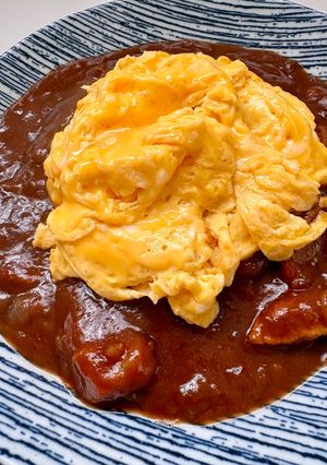 圧力鍋でふわトロ卵と柔らか豚のオムポークシチュー-レシピのメイン写真