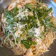 水菜と鰹と菜の花のパスタ