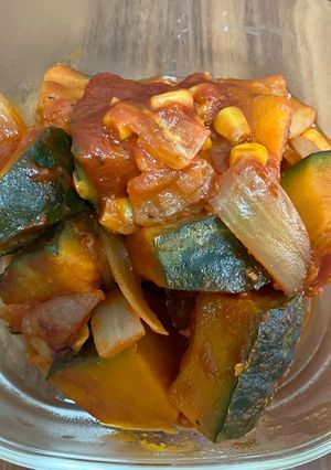 ギュッと旨み！かぼちゃのトマト煮-レシピのメイン写真