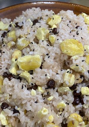 活力鍋で赤えんどう豆と栗のおこわ-レシピのメイン写真