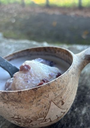 おはぎでアレンジ！餅米入りのお汁粉ラテ-レシピのメイン写真